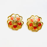 ORANGE FLOWER EARRINGS
