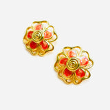 ORANGE FLOWER EARRINGS
