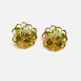 GREEN FLOWER EARRINGS