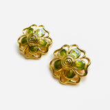 GREEN FLOWER EARRINGS