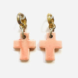 ORANGE CROSS EARRINGS