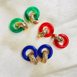 VERA GREEN STRIPED EARRINGS